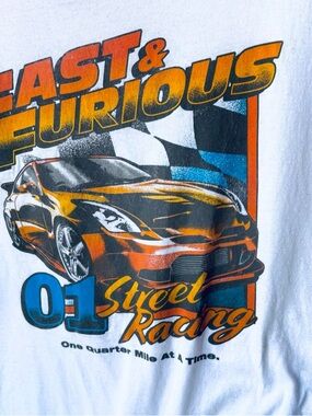 White Fast & Furious Graphic Short Sleeve Tee - Street Racing